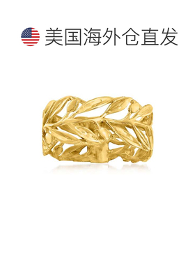 自营 Ross-Simons 意大利 14kt 黄金镂空叶子戒指 - 黄色 美国奥