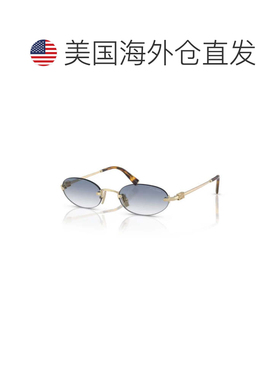 自营miu miu0mu A54s渐变蓝色镜片椭圆形太阳镜-白色 美国奥莱直