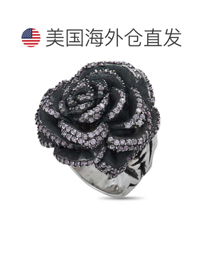 自营King Baby 银色和粉色立方氧化锆玫瑰戒指 - 多色 美国奥莱直