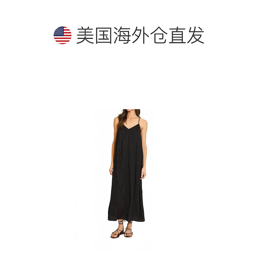 自营wishlistCrinkle Midi Dress In Sea Urchin Black - sea urc - 图1
