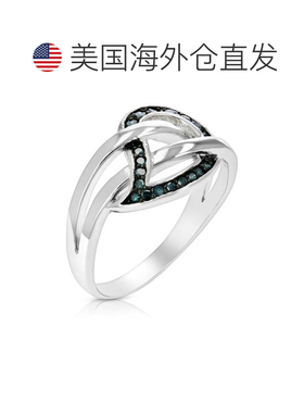 自营 vir jewels 1/5 cttw 蓝色钻石叶子戒指 .925 纯银镀铑 - 银