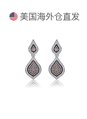 自营 GENEVIVE 纯银黑色镀咖啡泪滴耳环 - 黑色 美国奥莱直发配饰
