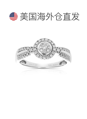 自营vir jewels1/4 克拉圆形切割实验室培育钻石订婚戒指 .925 纯