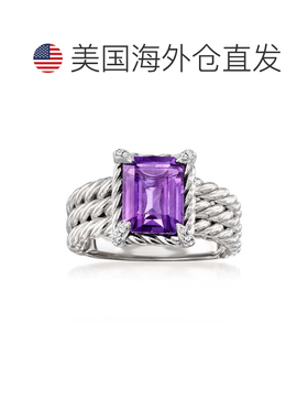 自营ross-simonsRoss Simons紫水晶3排戒指，纯银紫色白色黄玉 美