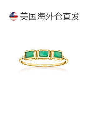 自营RS Pure by Ross-Simons Emerald 3-Stone Ring in 14kt Yell