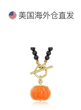 自营Ross-Simons 4mm Onyx Bead Toggle Necklace With Carnelian