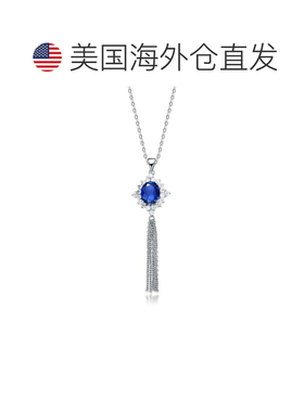 自营 genevive纯银深蓝色立方氧化锆流苏耳环 - 蓝色 美国奥莱直
