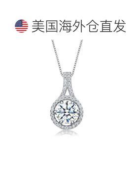 自营GENEVIVE 纯银立方氧化锆吊坠项链 - 银白色 美国奥莱直发