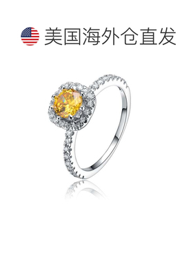 自营 GENEVIVE 纯银黄色立方氧化锆单石戒指 - 黄色 美国奥莱直发