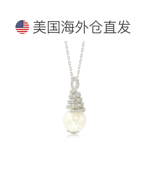 自营Suzy Levian 纯银珍珠和白色蓝宝石漩涡吊坠 - 白色 美国奥莱