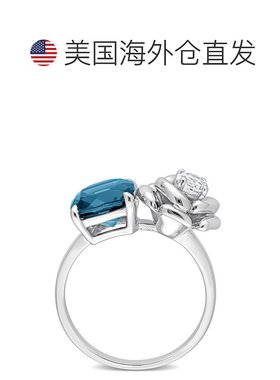 美国直邮Julianna B女士蓝宝石戒指银色圆环双宝石设计闪亮时尚