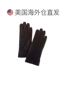 自营sofiacashmere羊绒内衬纳帕皮革手套-黑色 美国奥莱直发