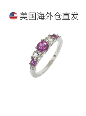 自营Suzy Levian 纯银粉色蓝宝石和钻石口音 1.75cttw 7 石戒指 -