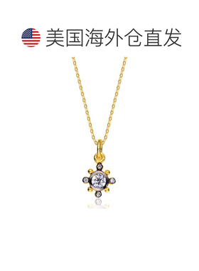 自营 genevive纯银白色立方氧化锆黑色和金色吊坠 - 金色 美国奥