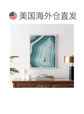 自营Safavieh Emerald Resonance 裱框壁画 - 蓝色/春绿色 美国