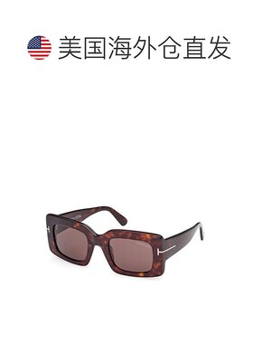 自营 Tom Ford方形全边太阳镜，深色哈瓦那镜框和棕色镜片Ft11885