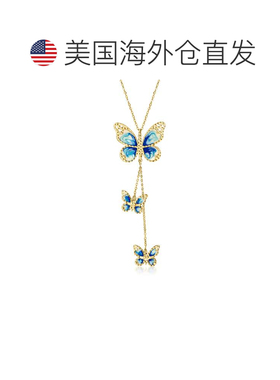 自营Ross-Simons Italian Blue and Cream Enamel Butterfly Neck