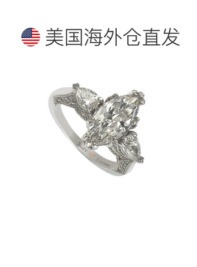 自营Suzy Levian 纯银马眼形方晶锆石订婚戒指 - 白色 美国奥莱直