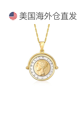 自营Ross-Simons Genuine Lira Coin Necklace in 18kt Gold Over