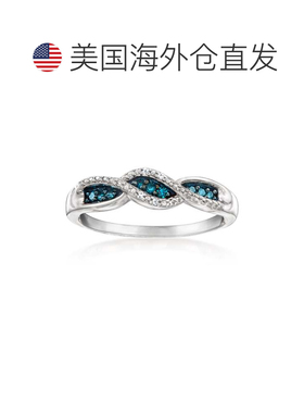 自营Ross-Simons White and Blue Diamond Twisted Ring in Sterl