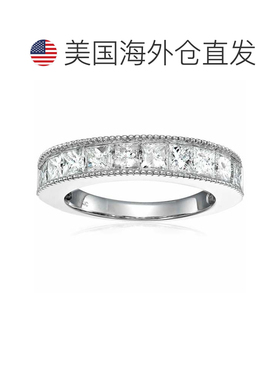 自营 vir jewels1 cttw 公主方形钻石结婚戒指 锯状滚边槽 14K 白