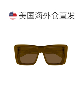自营saint laurent棕色嚎叫醋酸纤维方形太阳镜-黑色 美国奥莱直