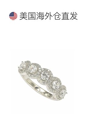 自营 Suzy Levian 纯银立方氧化锆 5 石光环戒指 - - 白色 美国奥