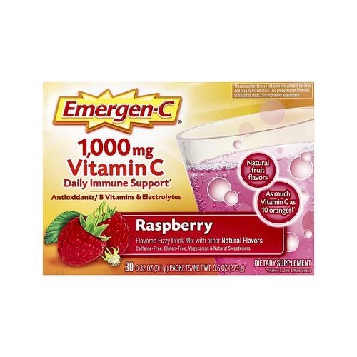 香港直发Emergen-C益满喜维生素C1000毫克调味起泡饮品混合物树莓 - 图0