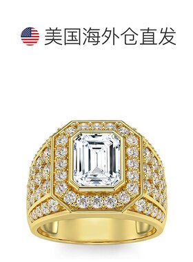 自营 pompeii33 克拉祖母绿切割钻石男士戒指，白金、黄金或玫瑰