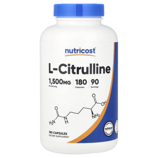 ຮົງກົງໂດຍກົງ Nutricost L-citrulline ໂພຊະນາການທີ່ສົມດູນເພື່ອສົ່ງເສີມສຸຂະພາບ 1500mg 180 ແຄບຊູນ
