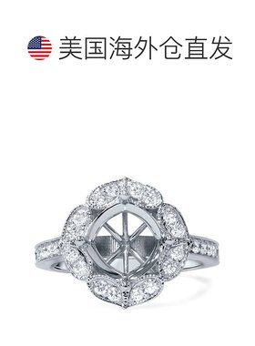 自营 pompeii31/2 克拉古董光环钻石订婚戒指镶托 14K 白金 - 14k