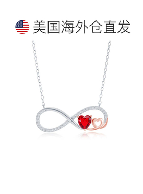 自营simona纯银红宝石 CZ 心形无限项链 - 红色 【美国奥莱】直发