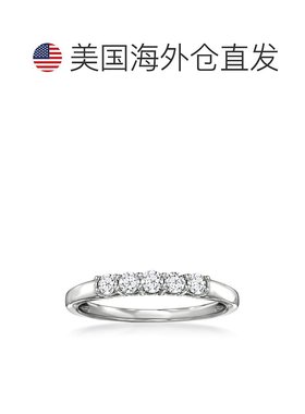 自营 Ross-Simons 实验室种植钻石 5 石纯银戒指 - 白色 美国奥莱