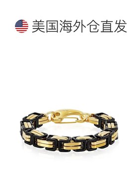 自营 Crucible 洛杉矶金/黑色不锈钢拜占庭链式手链 11 毫米宽 -
