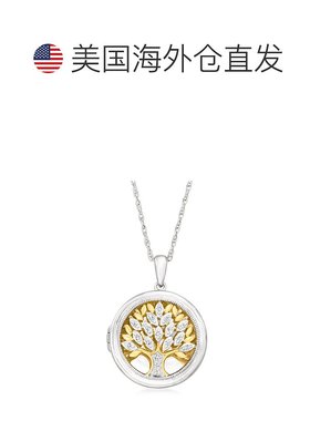 自营Ross-Simons 2 色纯银钻石生命之树小盒吊坠项链 - 18 英寸