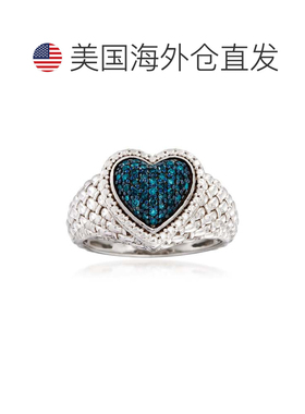 自营 925 纯银 Ross-Simons 蓝钻心形戒指 - 白色 美国奥莱直发