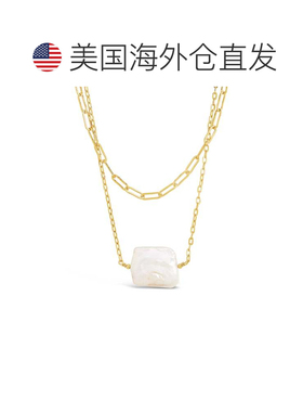 自营sterling forever链环和珍珠分层项链 - 金色 美国奥莱直发