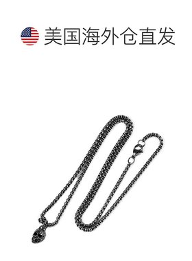 自营 crucible坩埚洛杉矶黑色不锈钢 12 毫米骷髅项链，带 24 英