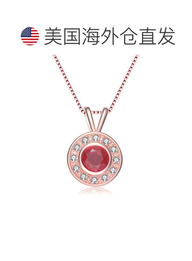 自营genevive白色和红色立方氧化锆镀玫瑰金纯银吊坠 - 红色 美国