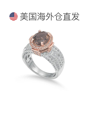 自营 Suzy Levian 双色纯银 4.65 cttw 烟熏石英戒指 - 棕色 美国
