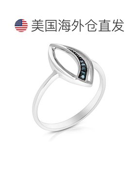自营vir jewels 1/20 克拉蓝色钻石榄尖形戒指 .925 纯银配铑 -