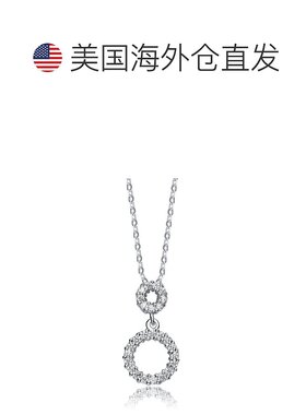 自营 geneviveC.Z.纯银镀铑轮廓圆形吊坠 - 白色 美国奥莱直发