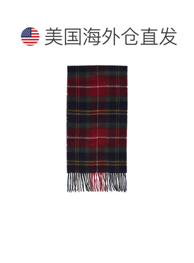 自营barbour羊毛羊绒格子呢围巾-红色 美国奥莱直发