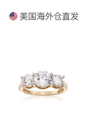 自营 14 克拉黄金 Ross-Simons CZ 3 石戒指 - 白色 美国奥莱直发