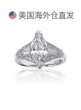 自营Suzy Levian 纯银马眼形方晶锆石订婚戒指 - 白色 美国奥莱直