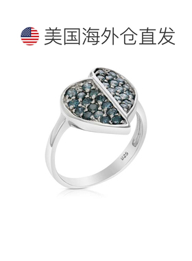 自营vir jewels 0.85 克拉蓝色钻石心形戒指 .925 纯银配铑 - 银