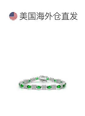 自营 geneviveSterling Silver White Gold Plated with Emerald