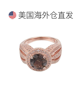 自营 Suzy Levian 纯银 4.37 cttw 烟熏石英戒指 - 棕色 美国奥莱
