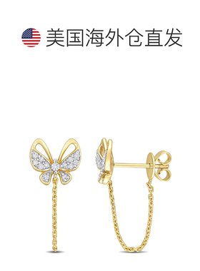 自营 Mimi & Max 1/7 克拉 TDW 钻石蝴蝶链环耳环 14k 金 - 金