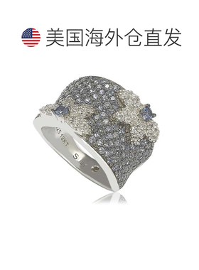 自营Suzy Levian 蓝宝石和钻石口音纯银花卉戒指 - 蓝色 美国奥莱